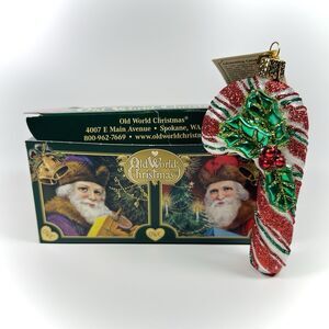 Old World Christmas Glass Ornament, Glistening Candy Cane (w/ OWC Gift Box) NWT